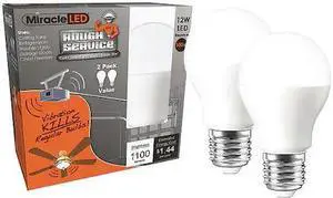 MIRACLE LED 602109 12 W, Compact LED Bulb, White, A19, 5000K Temp. Frosted