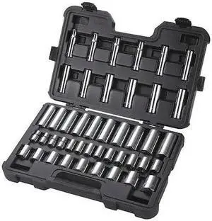 WESTWARD 53PN54 1/2" Drive Socket Set, Metric, 44pcs