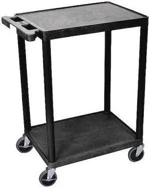 ZORO SELECT STC22-B Utility Cart with Lipped Plastic Shelves, 300 lb Load