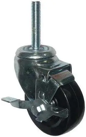 ZORO SELECT 20TM31 Swivel Stem Caster,Rubber,3-1/2 in.,160 lb.