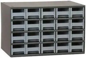 AKRO-MILS 19320 Steel, Polystyrene, Drawer Bin Cabinet, 11 in D x 11 in H x 17