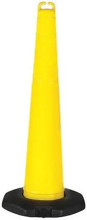 ZORO SELECT 45YJ70 Traffic Cone, Polyethylene, Non-Reflective, 42 in Height,
