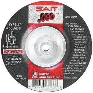 UNITED ABRASIVES-SAIT 20913 Depressed Center Wheels, Type 27, 4 1/2 in Dia,