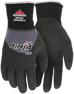 MCR SAFETY N96793XL Coated Gloves, Foam Nitrile, Foam, 3/4 Dip, Not Tested