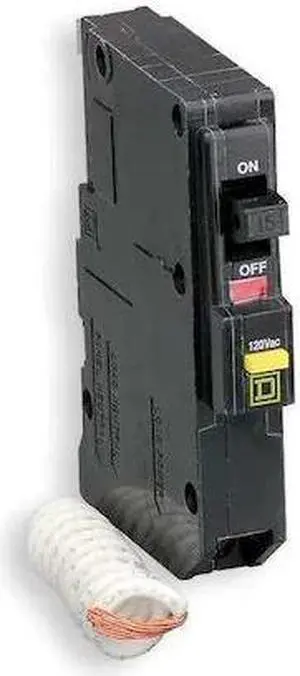 SQUARE D QOB115GFI Miniature Circuit Breaker, QOB Series, 15A, 1 Pole, 120V AC,