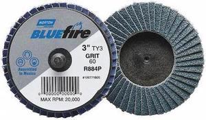 NORTON ABRASIVES 77696090173 Flap Disc,MD,Grit 80,TY 3,3in,Bluefire