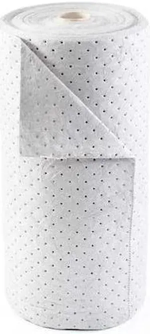 CONDOR 35ZR44 Sorbent Roll, 50 gal, 30 in x 300 ft, Harsh Chemicals, White,