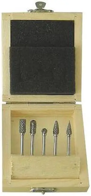 WESTWARD 2LYT5 Carbide Bur Set,Dbl Cut,1/8 In,5 Pcs