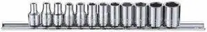 WESTWARD 53PN29 1/4" Drive Socket Set, Metric, 12pcs