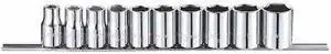 WESTWARD 53PN57 1/2" Drive Socket Set, SAE, 10pcs