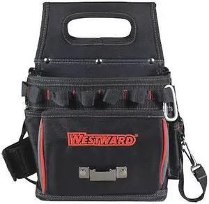 WESTWARD 53JW35 Tool Bag,General Purpose,17 Pockets, Black, Polyester, 17