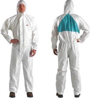 3M 4520-3XL Hooded Disposable Coveralls, White, SMMMS, Zipper