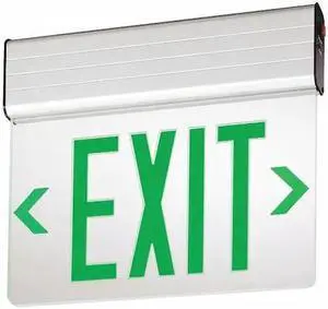 LITHONIA LIGHTING EDG 1 G EL SD Exit Sign, Silver, 1 Face(s), LED, Universal