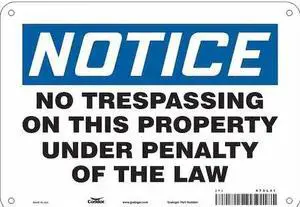 CONDOR 473L41 Safety Sign, 7 in Height, 10 in Width, Aluminum, Vertical