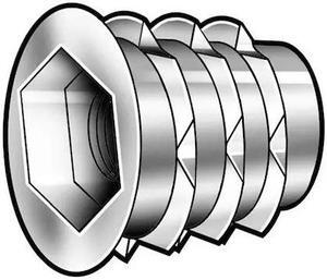 ZORO SELECT 908125-13-PK500 Hex Drive Threaded Insert, M8-1.25 Int Thrd Sz,