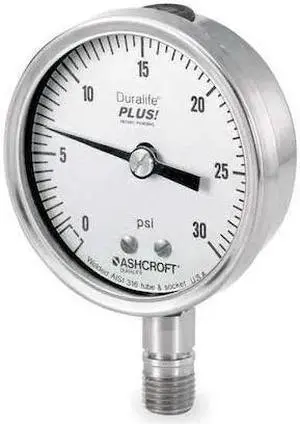 ASHCROFT 251009SW02LXLL300 Industrial Pressure Gauge, 0 to 300 psi, 2 1/2 in