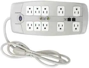 POWER FIRST 52NY61 Surge Protector Outlet Strip,6 ft.,White