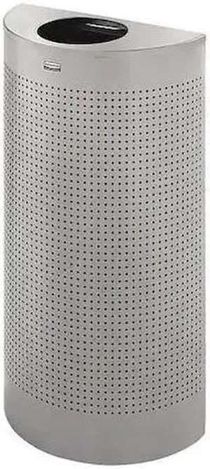 RUBBERMAID FGSH12SSPL 12 gal. Silver Stainless Steel Half-Round Trash Can