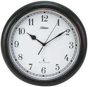 ZORO SELECT 2CJA3 12-1/8" Analog Quartz Atomic Wall Clock, Black