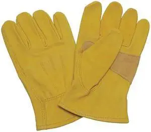 CONDOR 5NGP0 Leather Drivers Gloves, Cowhide ( Double Palm ), Shirred Slip-On,