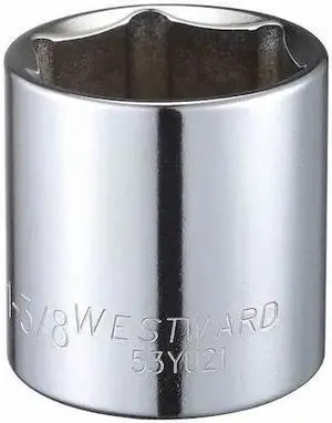WESTWARD 53YU21 WESTWARD 1/2 in Drive, 1-3/8" Hex SAE, Socket, 6 Points,