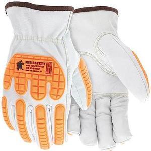 MCR SAFETY 36136KDPXXL Leather Gloves, Goatskin, Shirred Slip-On, White /