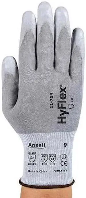 ANSELL 11-754 Knit Gloves, Intercept(TM), ,Smooth Palm, Knit, Gray, 1 PR
