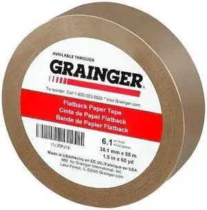 ZORO SELECT 20PJ15 Packaging Tape, 1 1/2 in W x 60 yd L, 6.1 mil Thick, Tan,