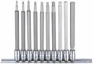 WESTWARD 54TL91 1/4" Drive Socket Bit Set, SAE, 10pcs