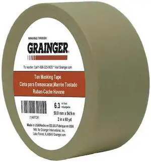 ZORO SELECT TC650-2" X 60YD Masking Tape, 2 in W x 60 yd L, 6.3 mil Thick, Tan,