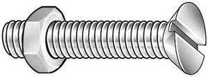 ZORO SELECT 658161-PG 3/16"-24 x 4 in Slotted Flat Stove Bolt, Zinc-Plated