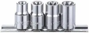 WESTWARD 54TN42 3/8" Drive Socket Bit Set, SAE, 4pcs