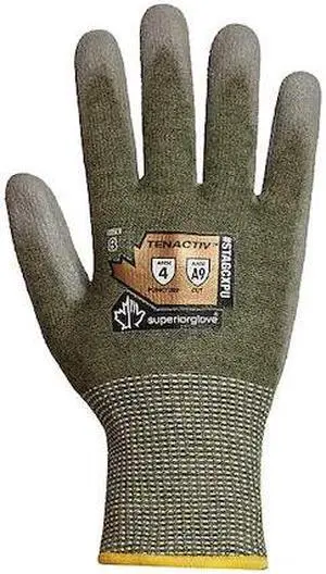 SUPERIOR GLOVE STAGCXPU-5 Knit Gloves, Cut Level A9 ,Dipped ,Polyurethane