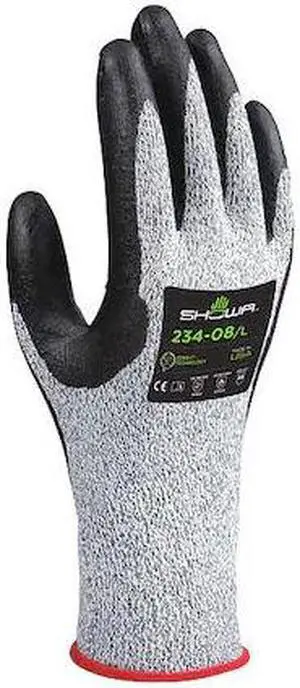 SHOWA 234 Cut Resistant Coated Gloves, A4 Cut Level, Foam Nitrile, L, 1 PR SHOWA 234 Cut Resistant Coated Gloves, A4 Cut Level, Foam Nitrile, L, 1 PR
