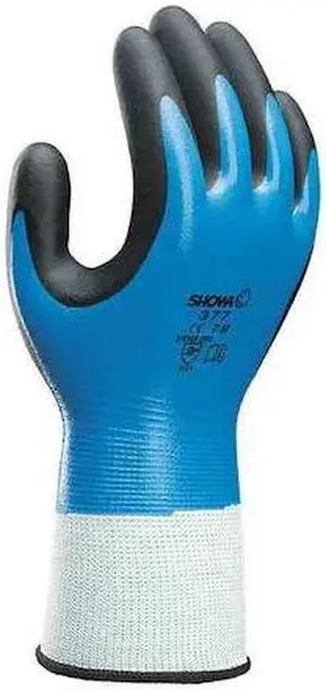 SHOWA 377S-06 Coated Gloves, Foam Nitrile, Sandy, Palm, 6 Abrasion Level, Blue, SHOWA 377S-06 Coated Gloves, Foam Nitrile, Sandy, Palm, 6 Abrasion Level, Blue,