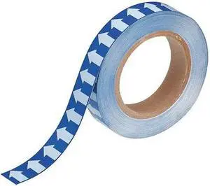 BRADY 91427 Arrow Tape, Vinyl, 1 in W x 90 ft. L, Adhesive Mounting, White/Blue