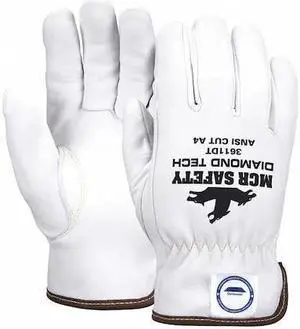 MCR SAFETY 3611DTXXL Leather Cut-Resistant Gloves, Shirred Slip-On Cuff,