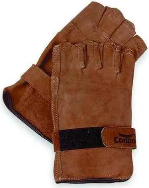 CONDOR 6JJ99 Leather Drivers Gloves, Hook-and-Loop Cuff, Wing Thumb, Brown, L,