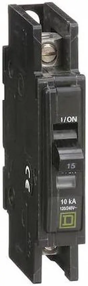 SQUARE D QOU115 Miniature Circuit Breaker, QO Series, 15A, 1 Pole, 120/240V AC,