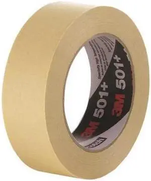 3M 501+ Painter's Tape, 72 mm W x 55 m L, 7.3 mil Thick, Tan, Rubber Adhesive,