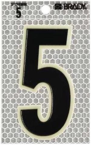 BRADY 3010-5 Ultra Reflective Numbers,5,PK10