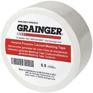 ZORO SELECT TC602-White Masking Tape, 3/4 in W x 60 yd L, 5.5 mil Thick, White,