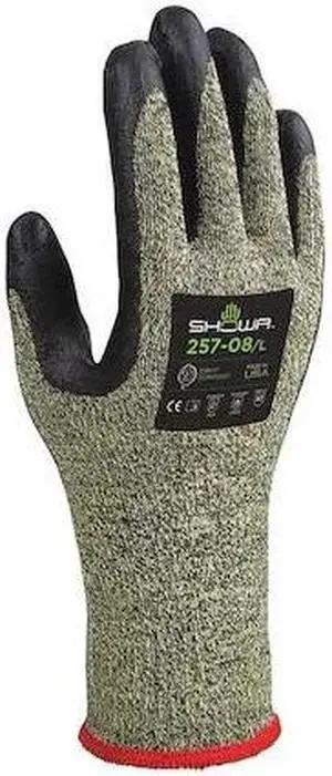 SHOWA 257 Cut Resistant Coated Gloves, A7 Cut Level, Foam Nitrile, 2XL, 1 PR