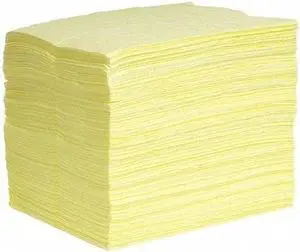 SPILLTECH YPB200S Sorbent Pad, Harsh Chemicals, 31 gal Vol Absorbed per Pkg, 15