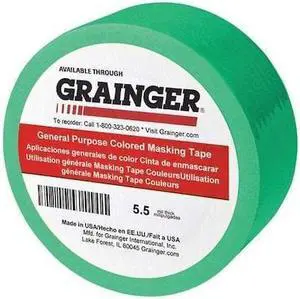 ZORO SELECT TC602-Light Green Masking Tape, 1/4 in W x 60 yd L, 5.5 mil Thick,
