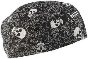 ERGODYNE 6630 Skull Cap,Black/White,Skulls