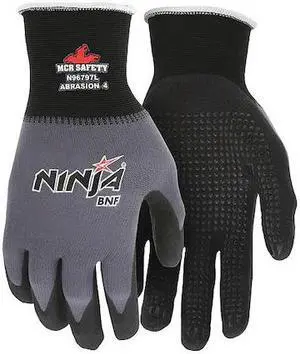 MCR SAFETY N96797M Coated Gloves, Nitrile, Flat Dip with Dots, Palm, Not Tested