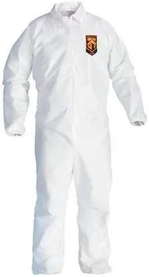 KLEENGUARD 49103 Disposable Coveralls, Collared, L, SMMMS, Zipper, Elastic