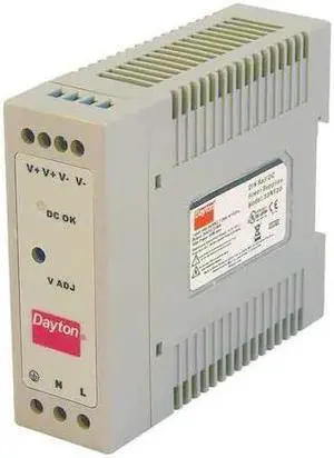 DAYTON 33NT20 DC Power Supply, 90/264V AC, 24V DC, 50 W, 2.1 A, DIN Rail