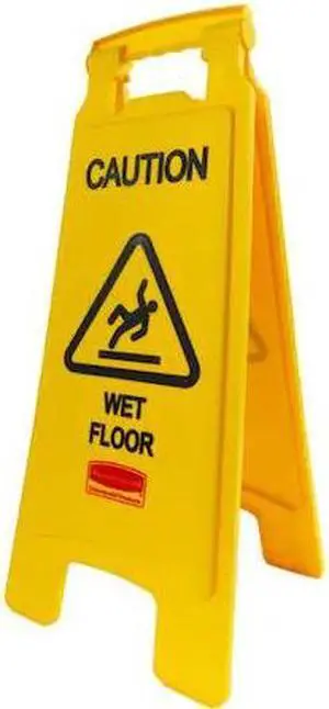 RUBBERMAID FG611277YEL 26" Yellow 2-sided Caution Wet Floor Safety Sign